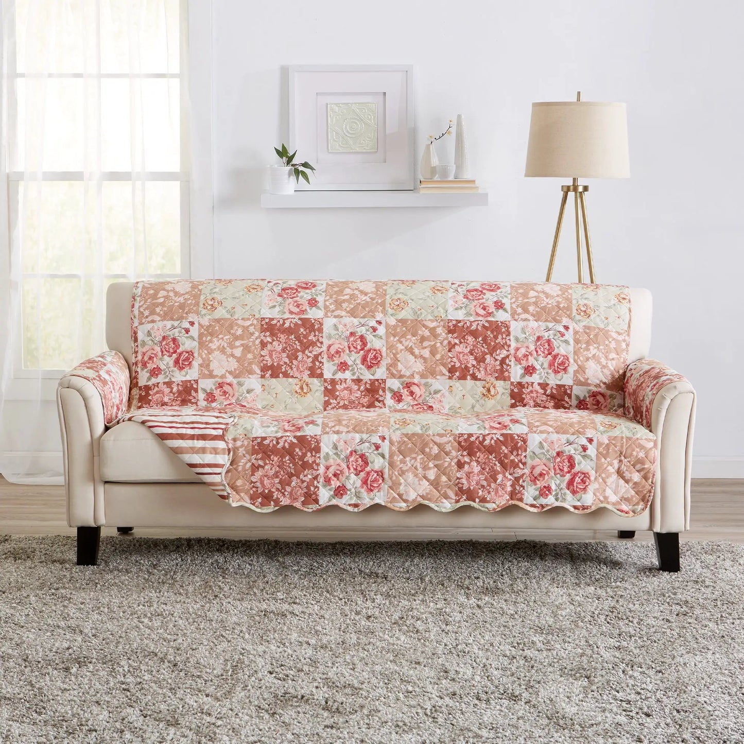 Reversible Floral Patchwork Furniture Protector - Maribel Collection from PriceLows™