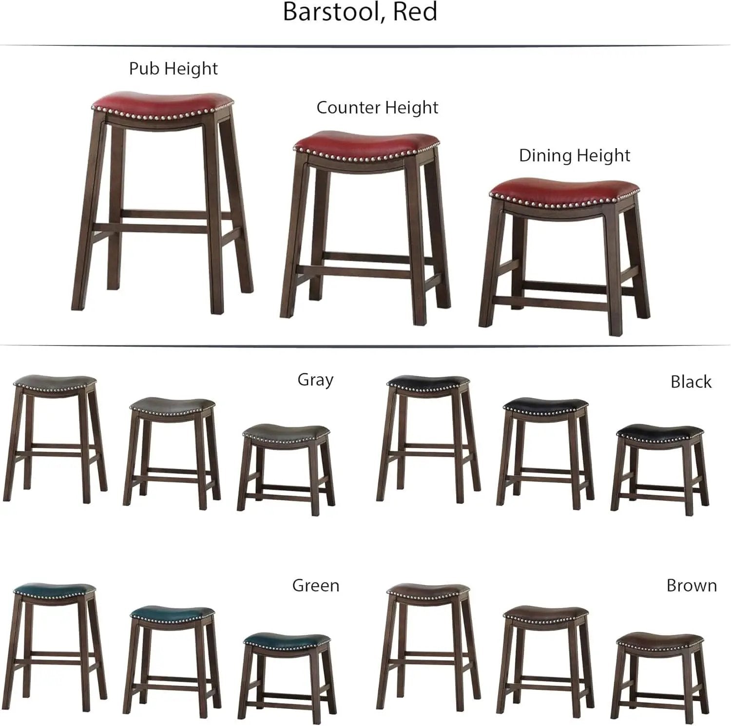 Ordway Saddle Seat Bar Stool Dining Height 19 Inch Red from PriceLows™