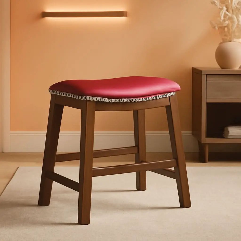 Ordway Saddle Seat Bar Stool Dining Height 19 Inch Red from PriceLows™