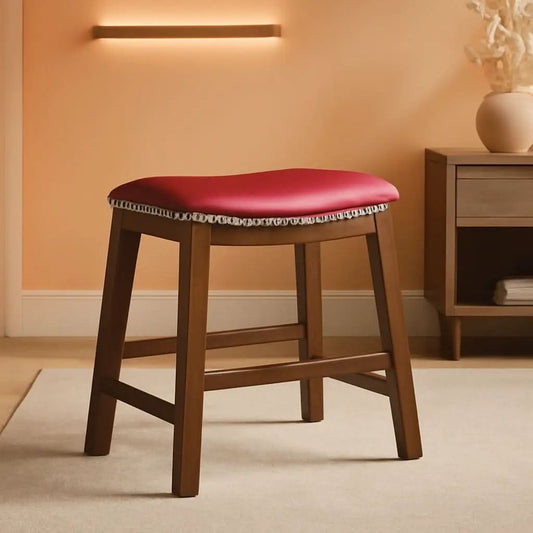 Ordway Saddle Seat Bar Stool Dining Height 19 Inch Red from PriceLows™