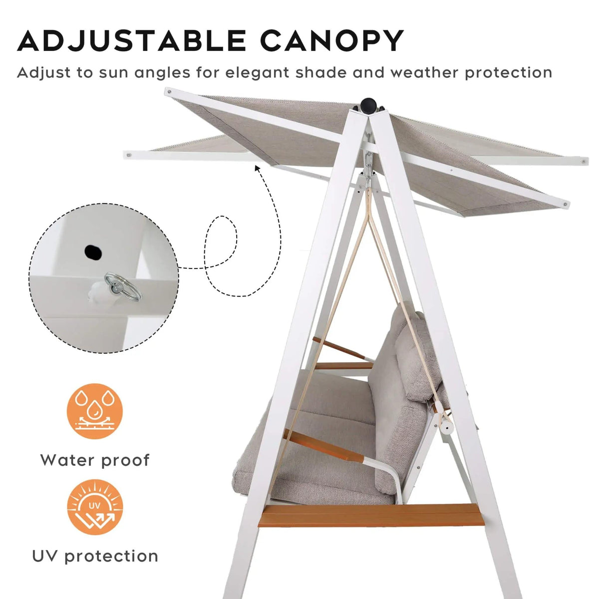 Outdoor 3-Seater Swing Chair With Adjustable Canopy | Outdoor Living Use | Everyday Use | Outdoor Living