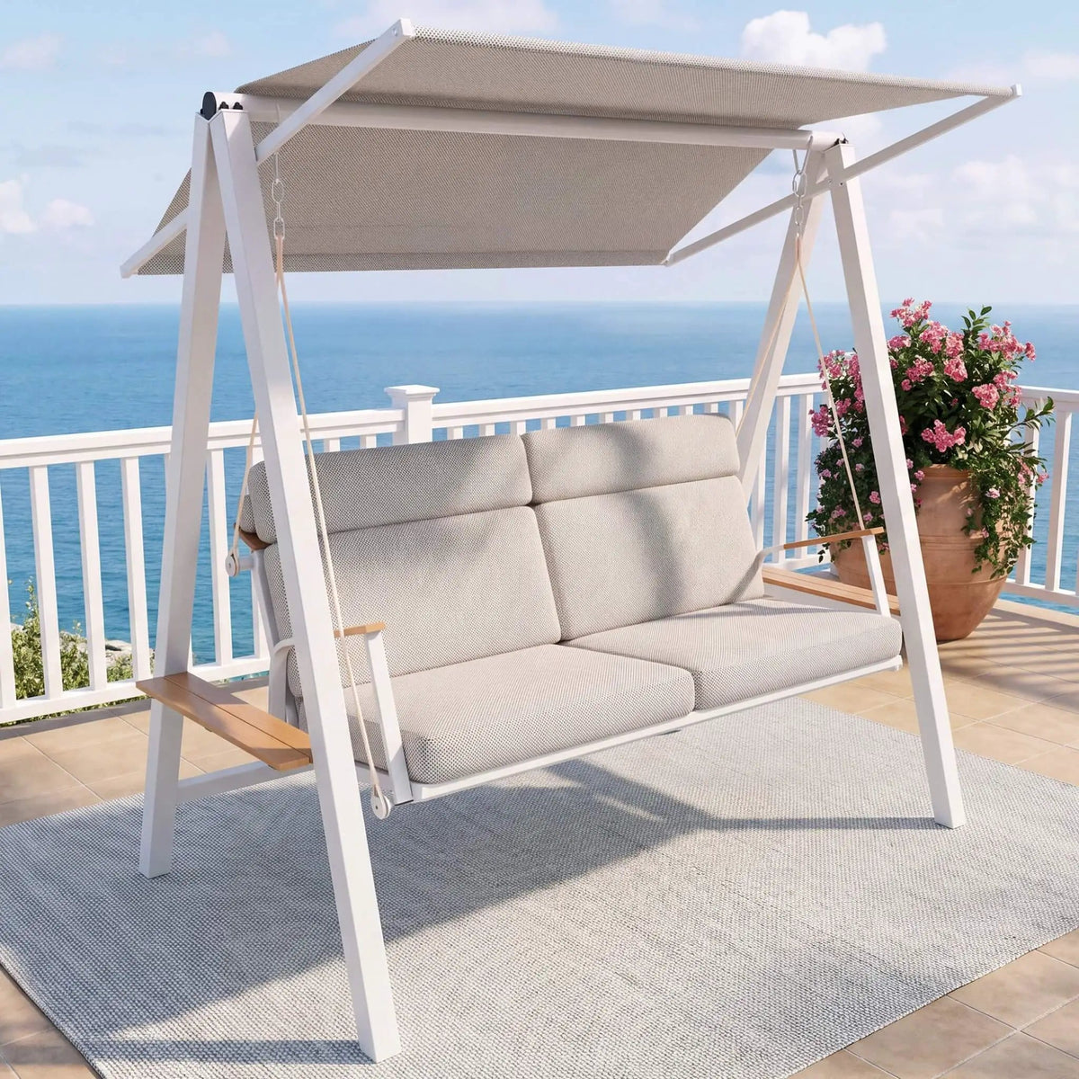 Outdoor 3-Seater Swing Chair With Adjustable Canopy | Outdoor Living Use | Everyday Use | Outdoor Living