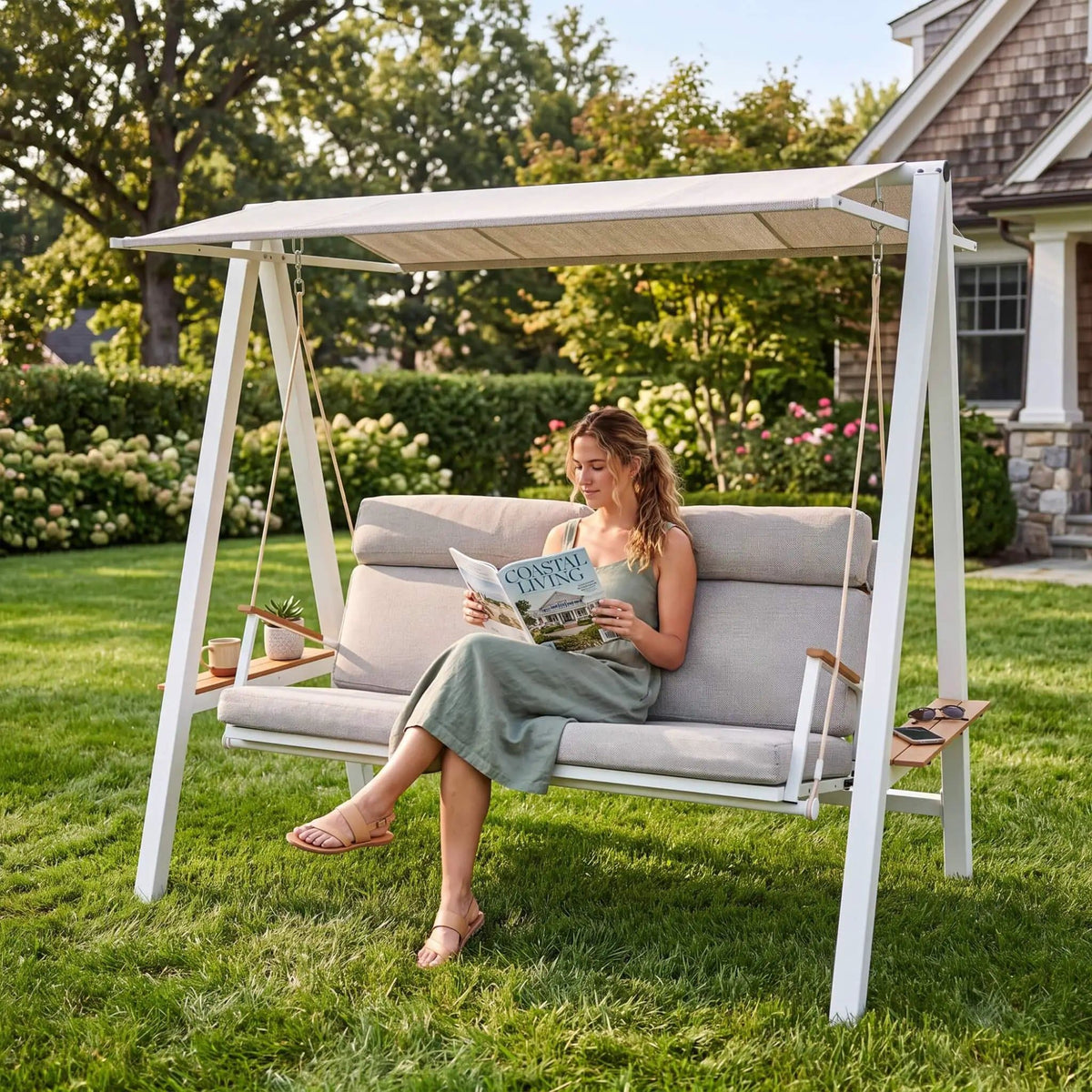 Outdoor 3-Seater Swing Chair With Adjustable Canopy | Outdoor Living Use | Everyday Use | Outdoor Living