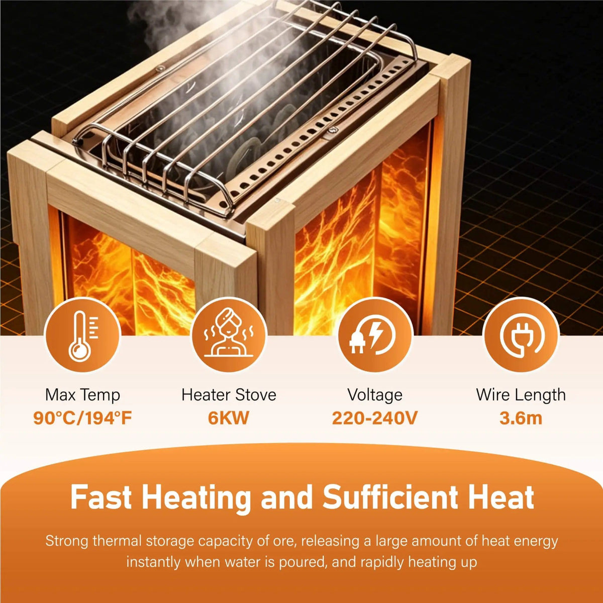 Solenne Outdoor 4-Person Traditional Cedar Steam Sauna With Sauna Heater | 4-Person | Glass | Outdoor Living