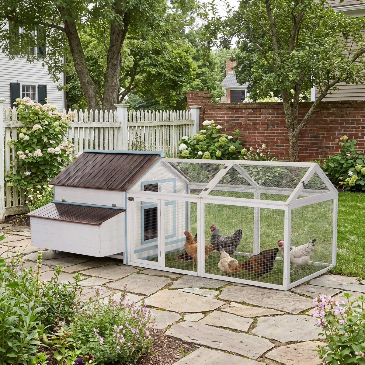 Fir Wood Chicken Coop | 96 Inch Outdoor Design | Nesting Box And Run | Dual-Zone Layout