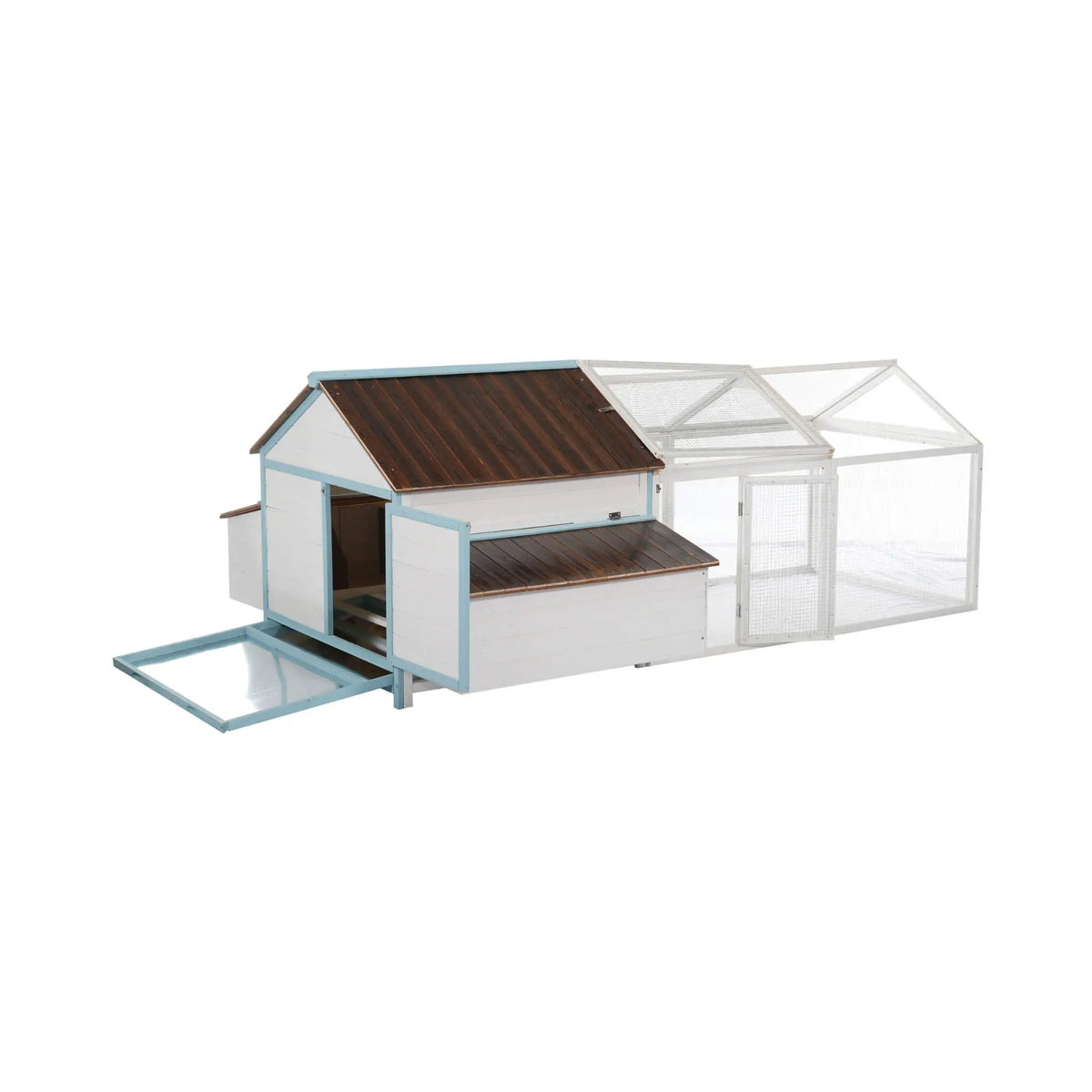 Fir Wood Chicken Coop | 96 Inch Outdoor Design | Nesting Box And Run | Dual-Zone Layout