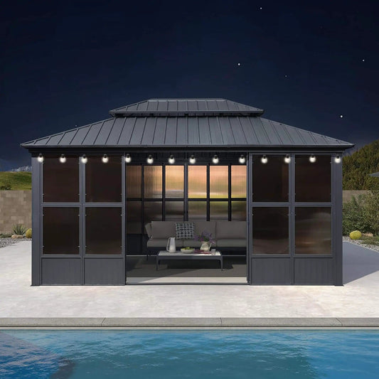 Vista Outdoor Hardtop Aluminum Solarium With Double Roof And LED Lights | Aluminum | Sunroom | Outdoor Living