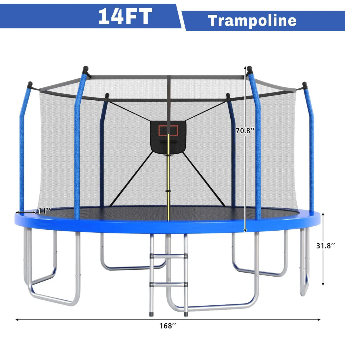 Outdoor Trampoline | LED Lights | Basketball Hoop | 1500 Lb Capacity