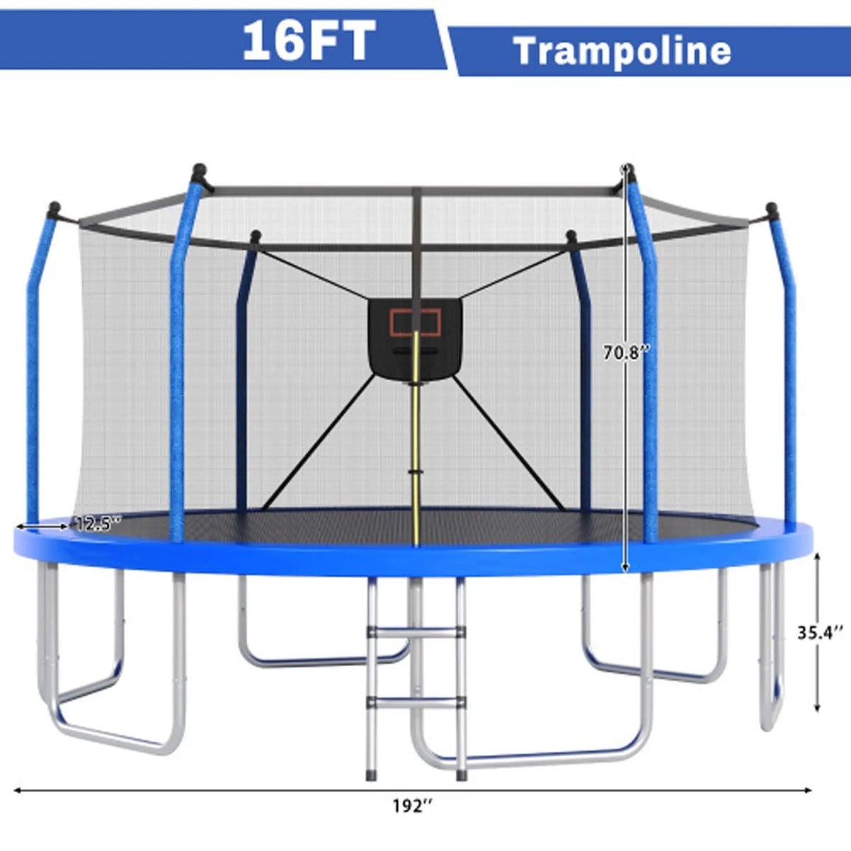 Outdoor Trampoline | LED Lights | Basketball Hoop | 1500 Lb Capacity