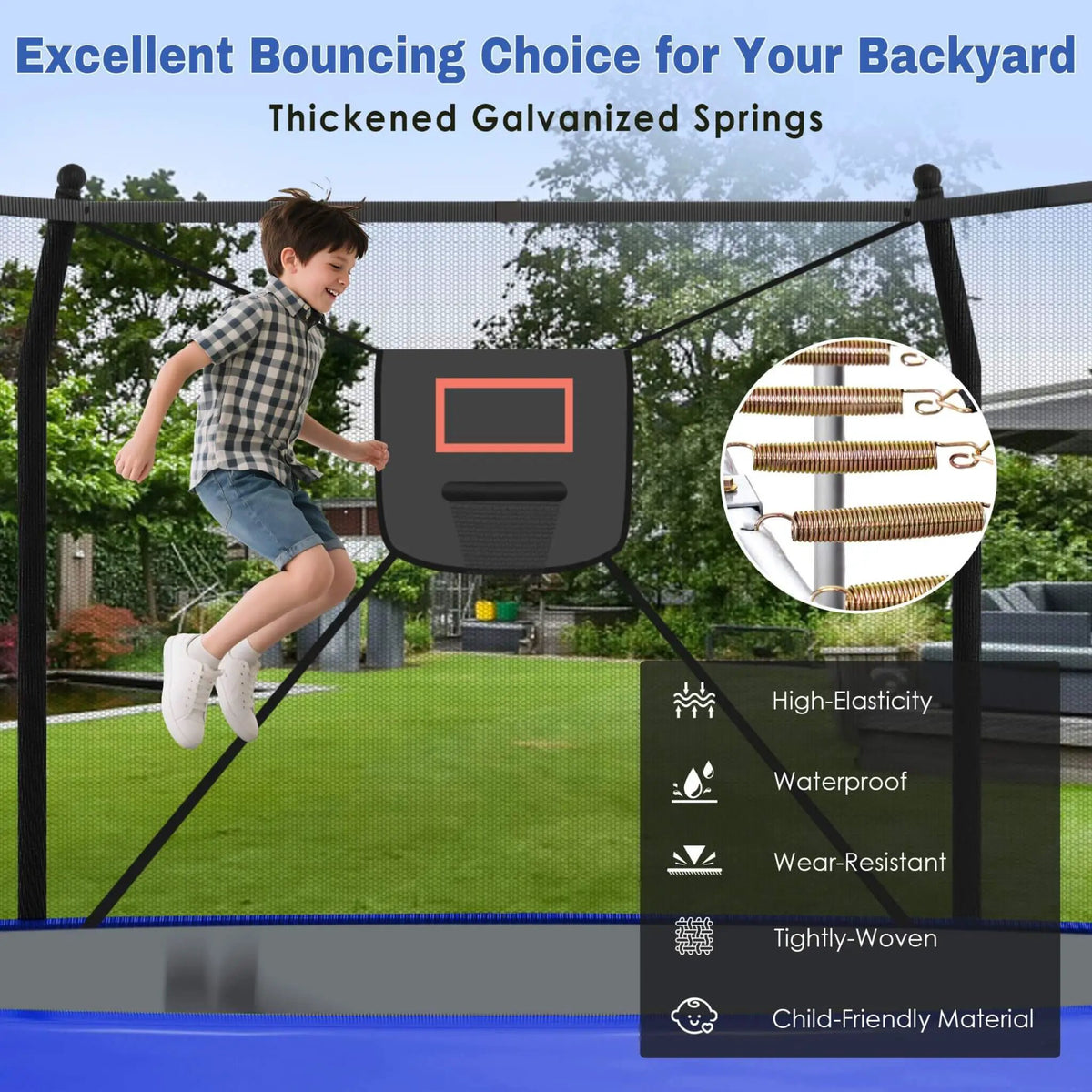 Outdoor Trampoline | LED Lights | Basketball Hoop | 1500 Lb Capacity