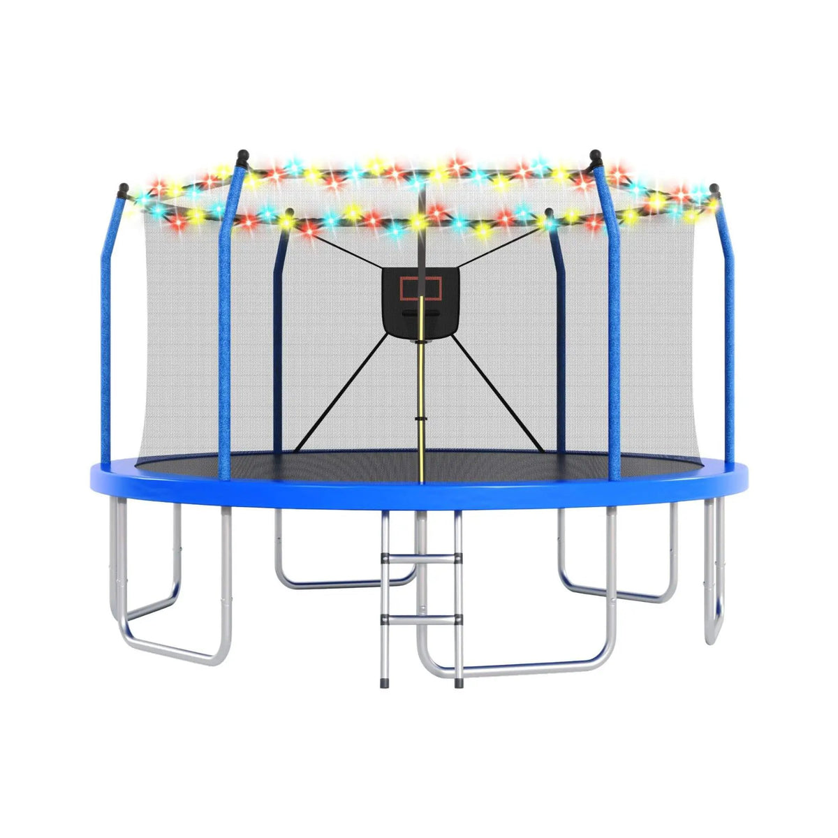 Outdoor Trampoline | LED Lights | Basketball Hoop | 1500 Lb Capacity