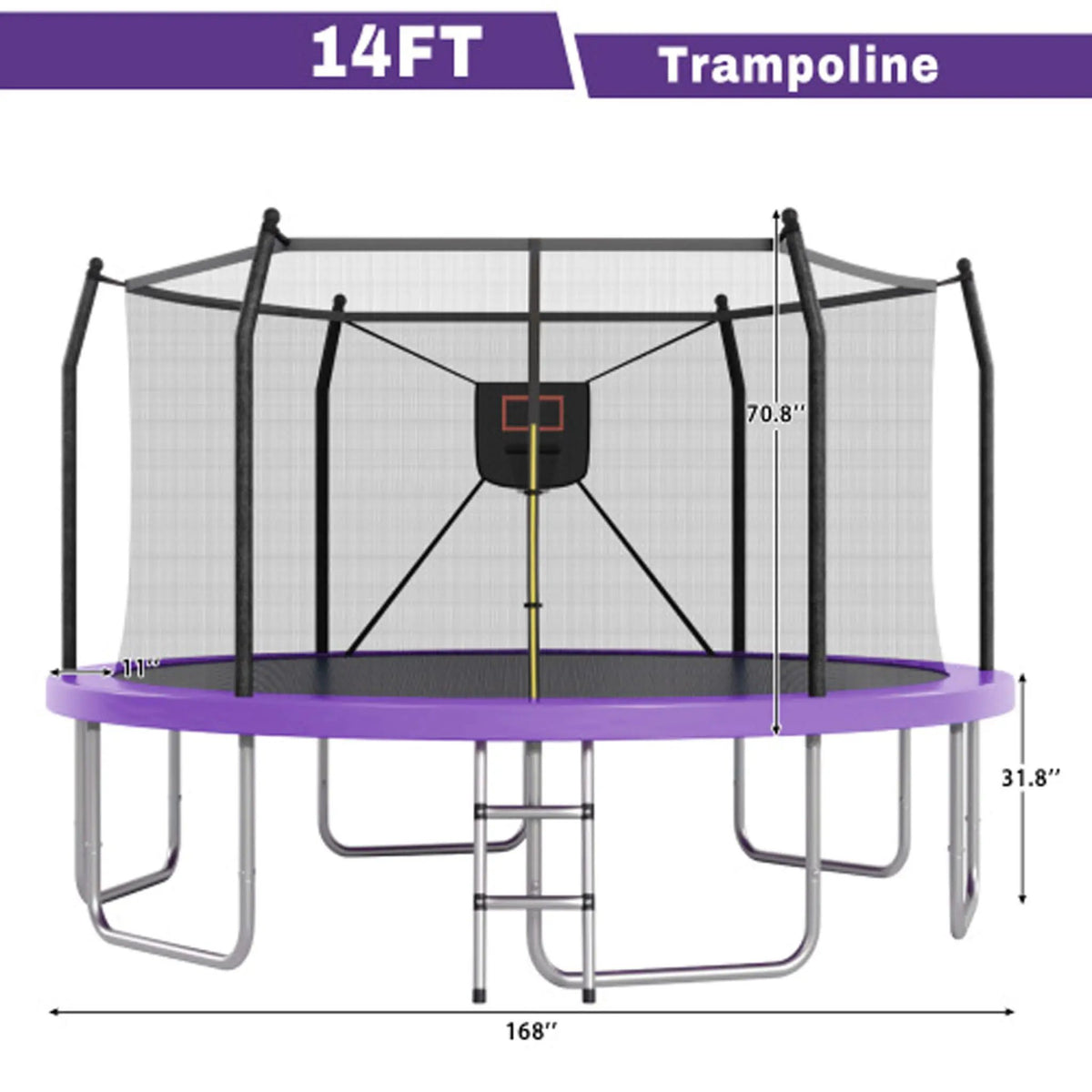 Outdoor Trampoline | LED Lights | Basketball Hoop | 1500 Lb Capacity