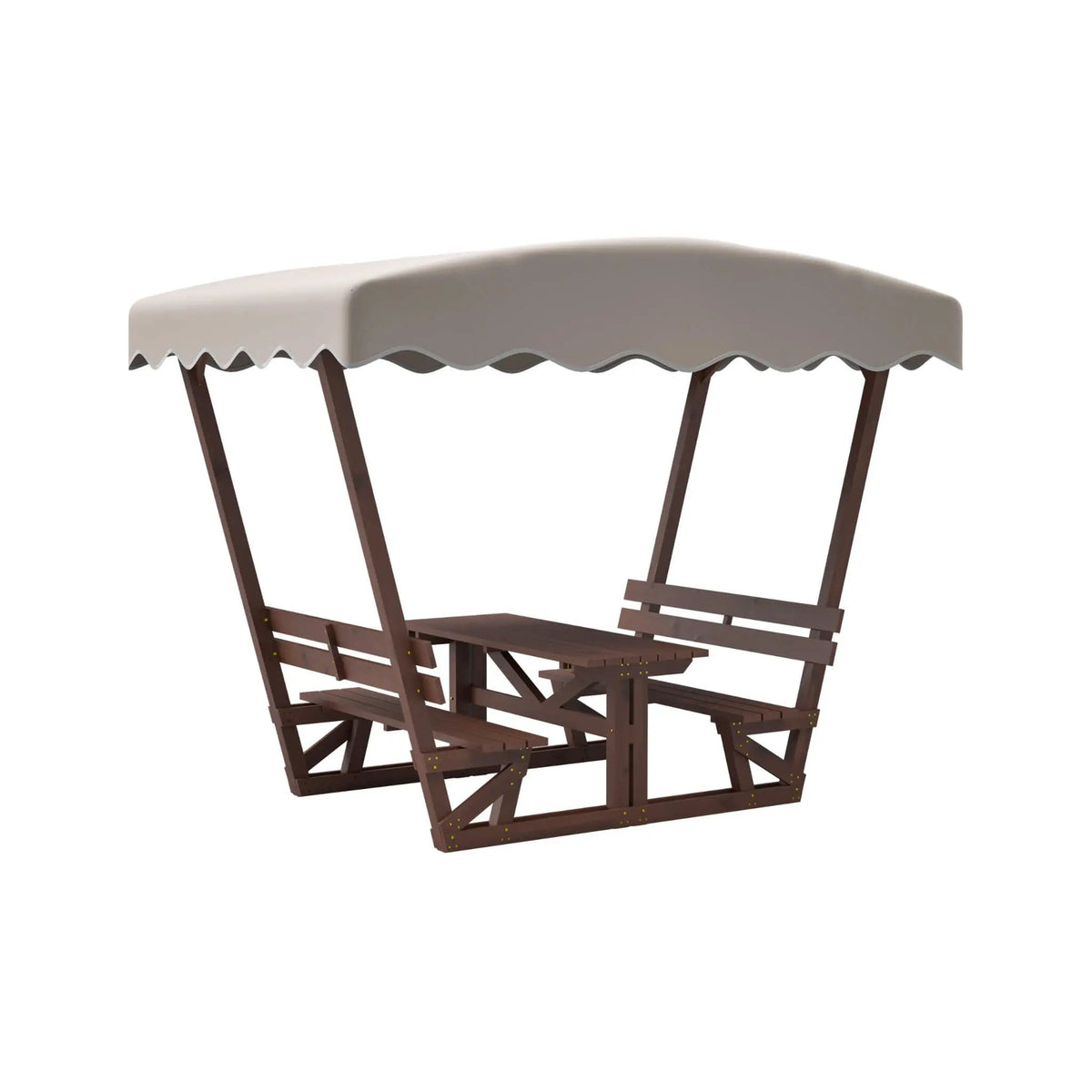 Outdoor Picnic Table And Bench Set | Solid Wood | Removable Canopy | Waterproof UV Shield
