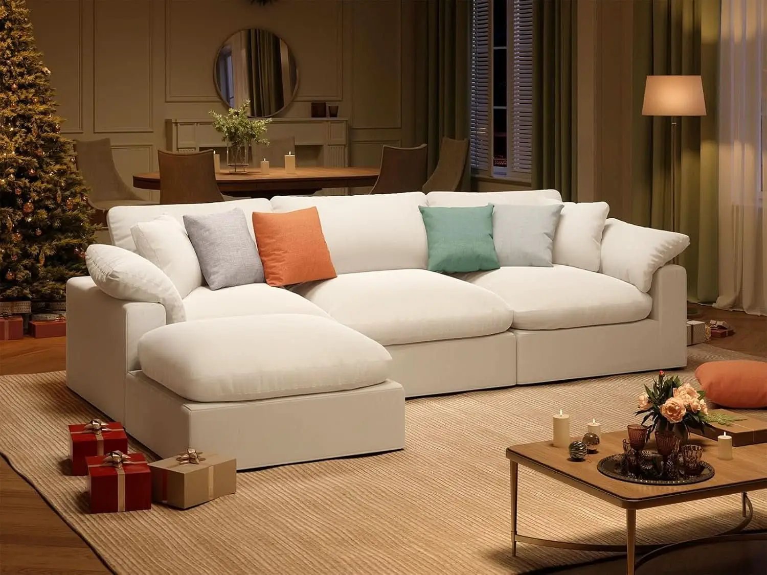 Oversize Modular Sectional Sofa with Chaise and Cushions from PriceLows™