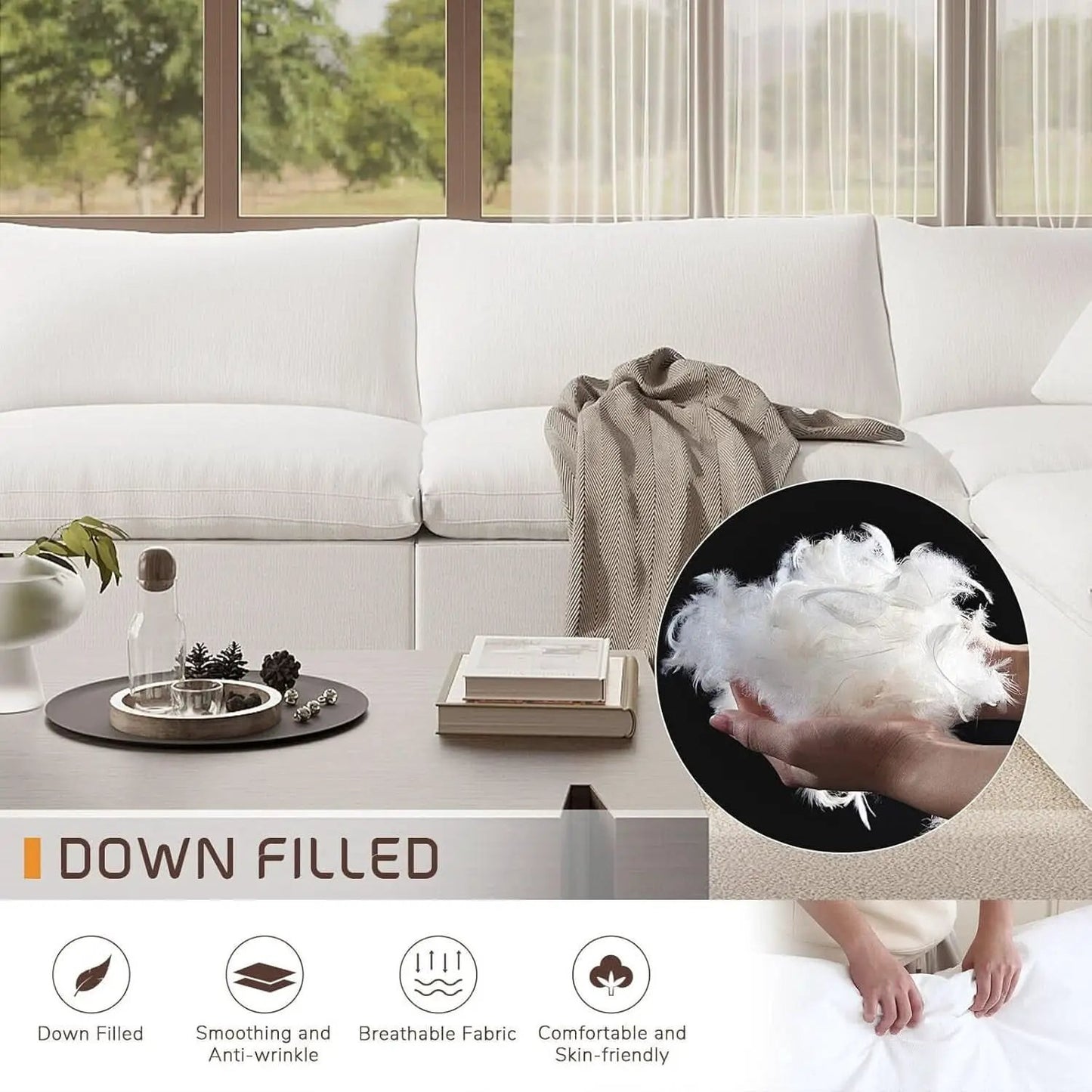 Oversize Modular Sectional Sofa with Chaise and Cushions from PriceLows™