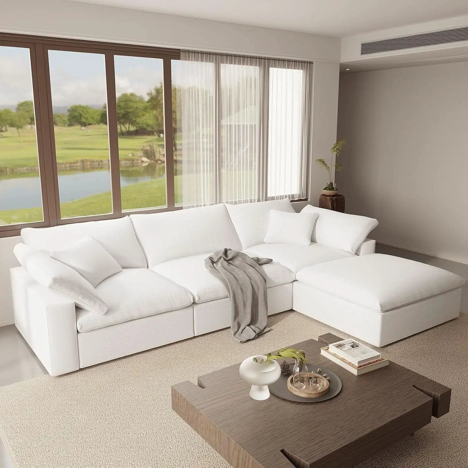 Oversize Modular Sectional Sofa with Chaise and Cushions from PriceLows™
