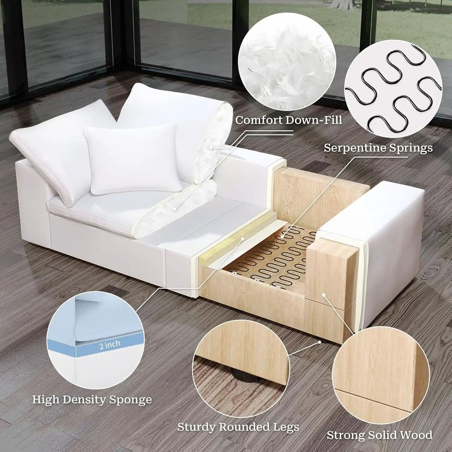 Oversize Modular Sectional Sofa with Chaise and Cushions from PriceLows™