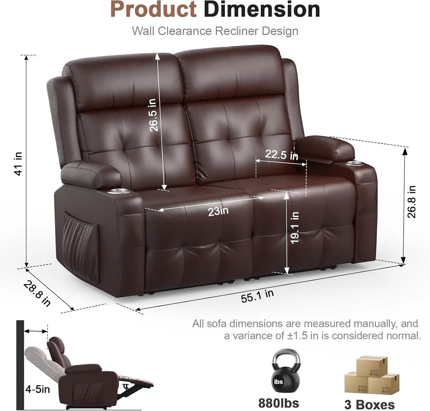Oversized Recliner Loveseat with Cup Holders and Storage from PriceLows™