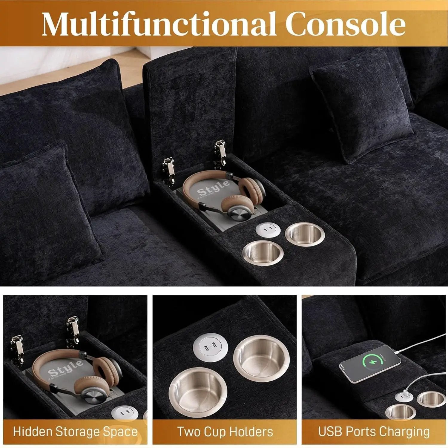 Oversized U Shape Cloud Sectional Sofa with Ottoman from PriceLows™