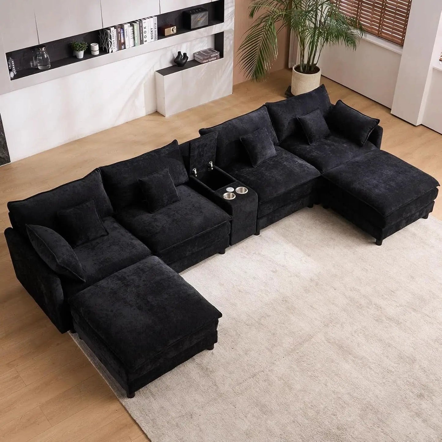 Oversized U Shape Cloud Sectional Sofa with Ottoman from PriceLows™