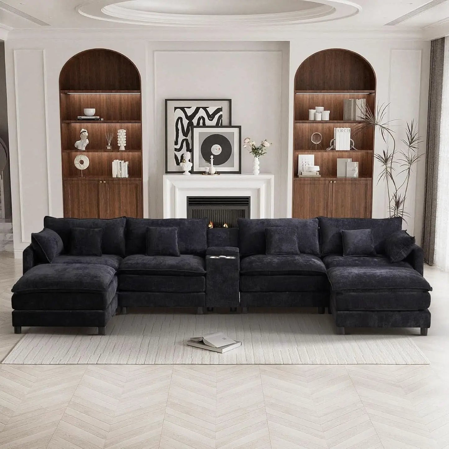 Oversized U Shape Cloud Sectional Sofa with Ottoman from PriceLows™