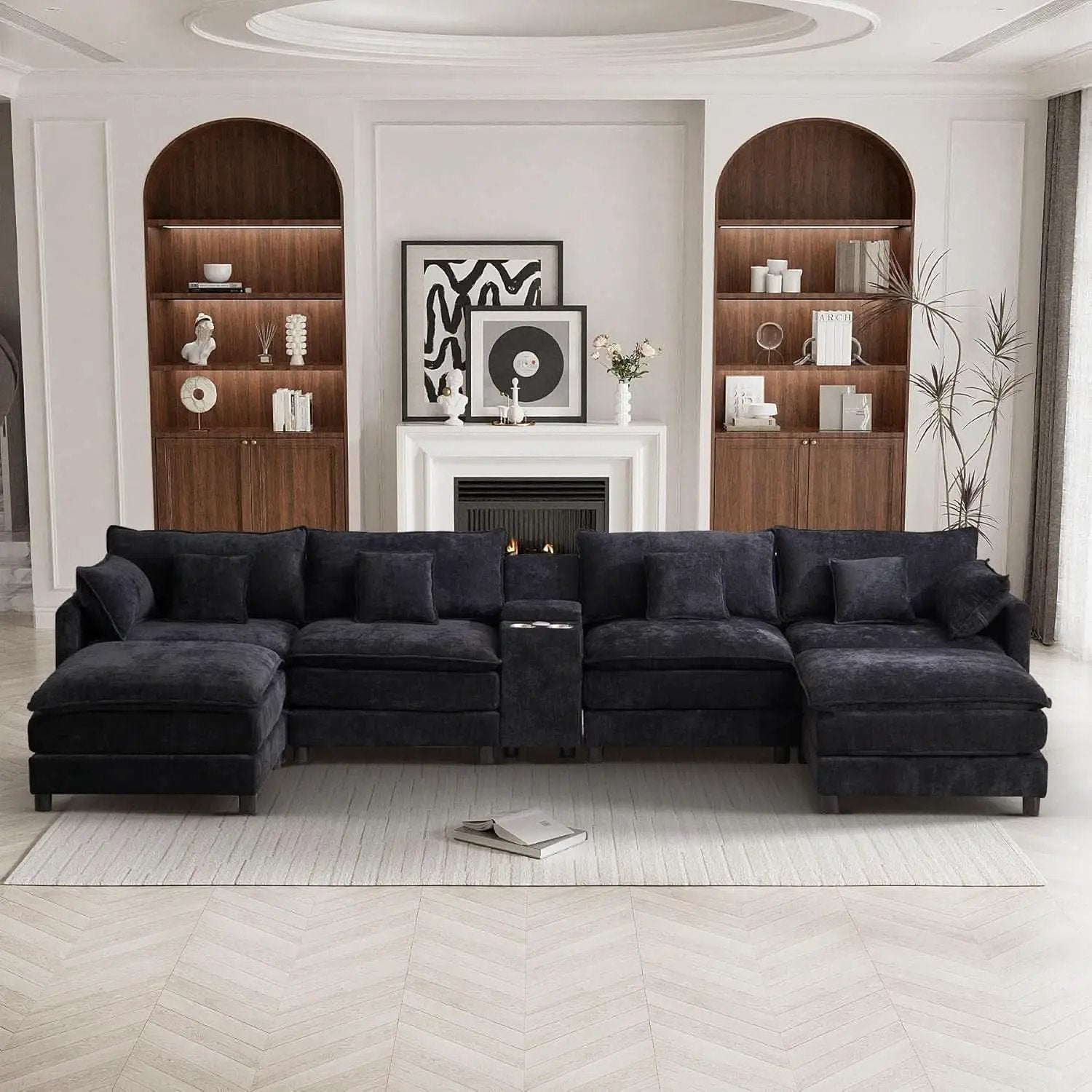 Oversized U Shape Cloud Sectional Sofa with Ottoman from PriceLows™
