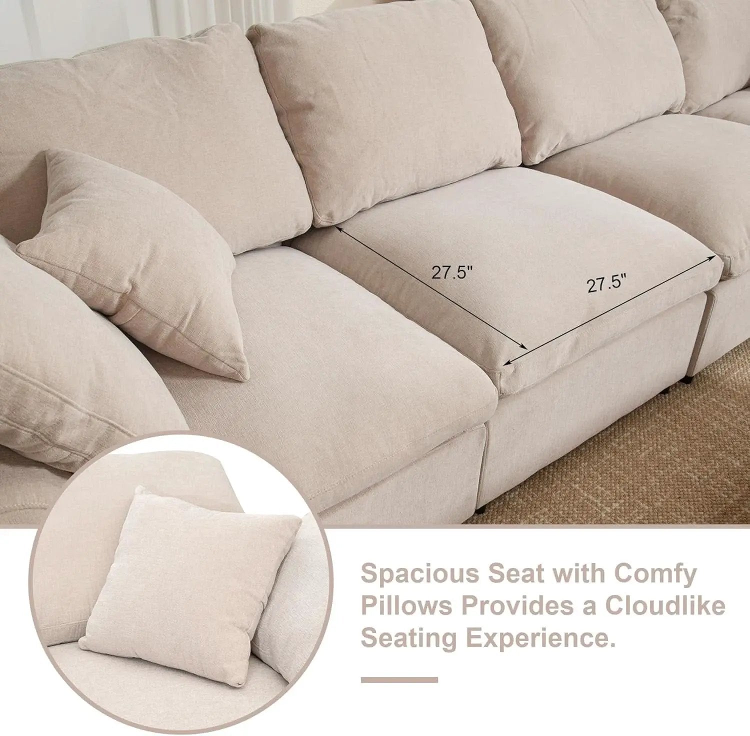 Oversized U Shaped Modular Sectional Sofa with Ottoman from PriceLows™