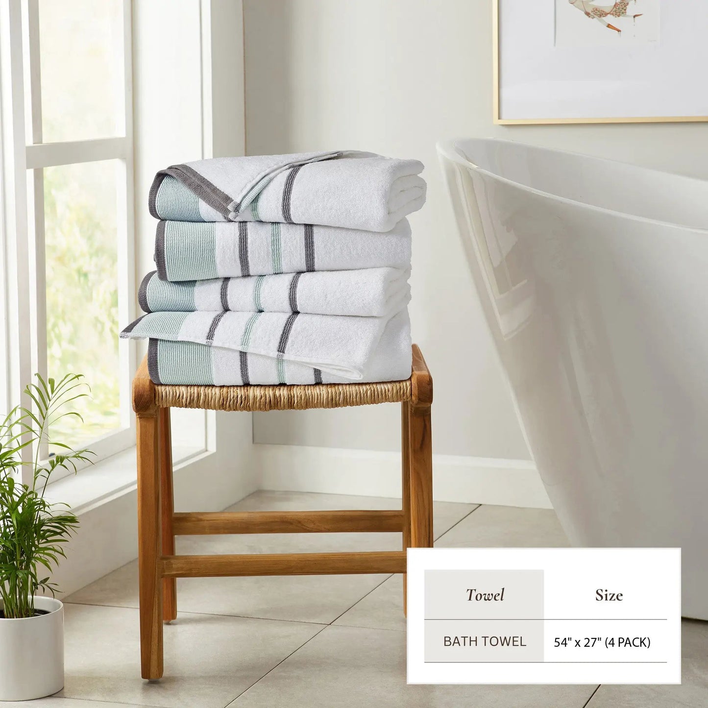 Decorative Cotton Stripe Bath Towel Set - Noelle Collection from PriceLows™