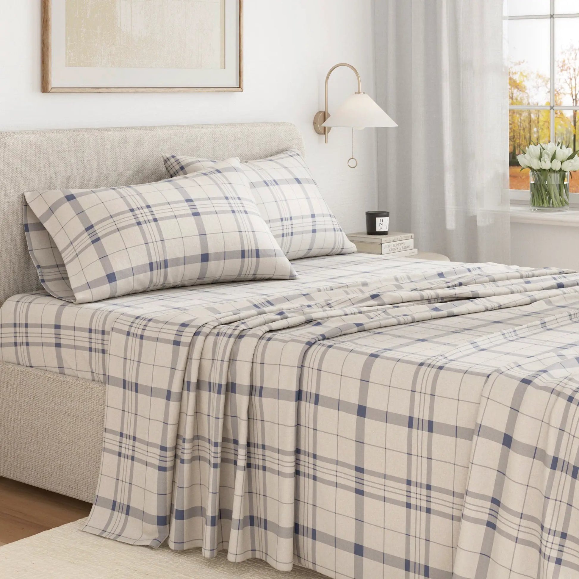 Turkish Cotton Flannel Sheet Set - Plaid & Stripe Collection from PriceLows™