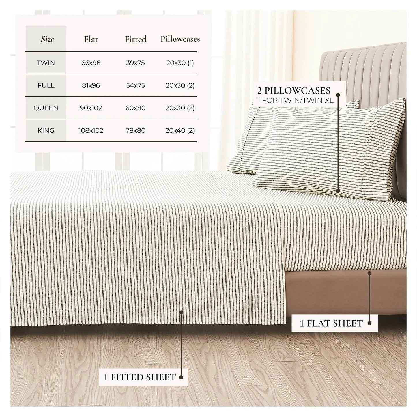Striped Sheet Set - Evette Collection from PriceLows™