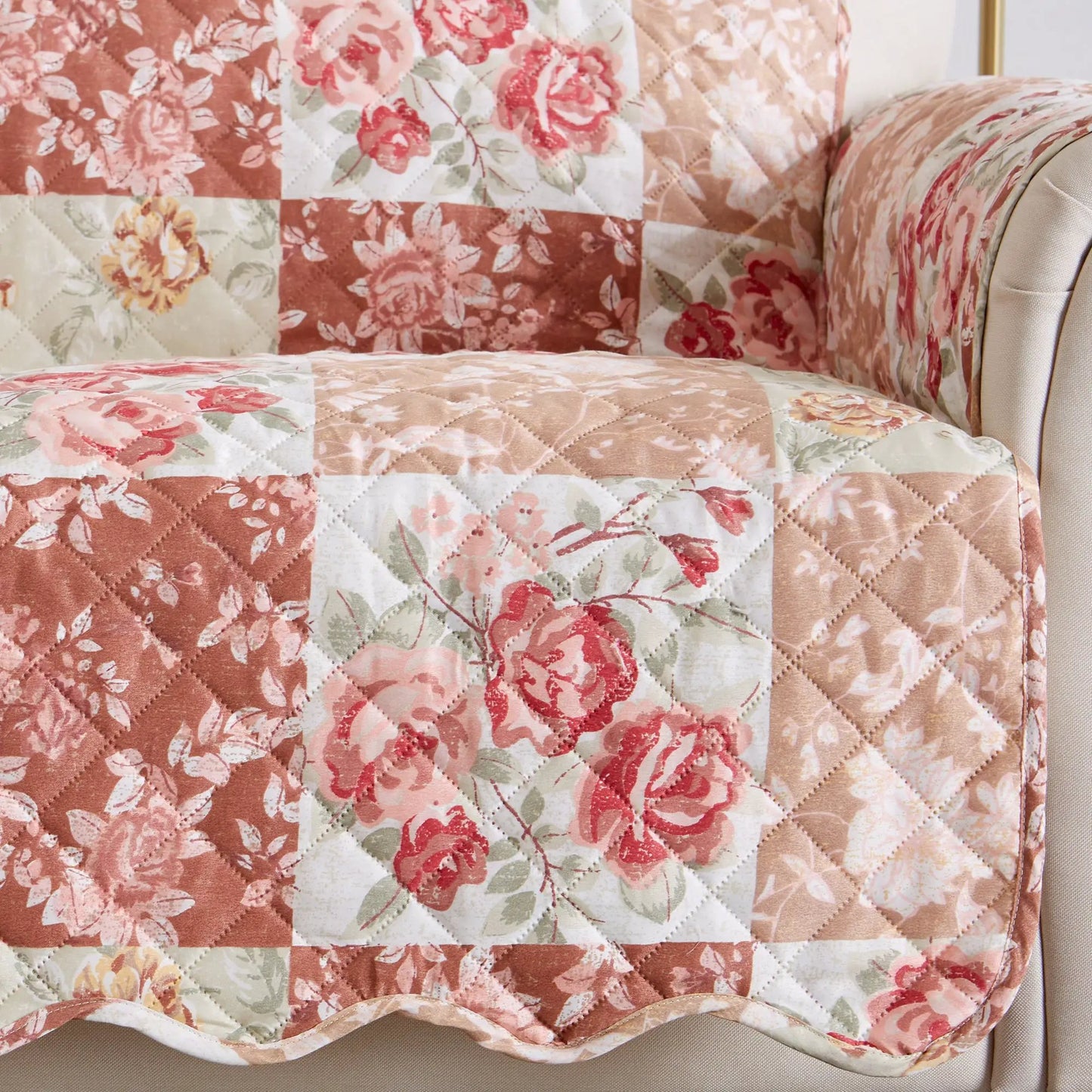 Reversible Floral Patchwork Furniture Protector - Maribel Collection from PriceLows™