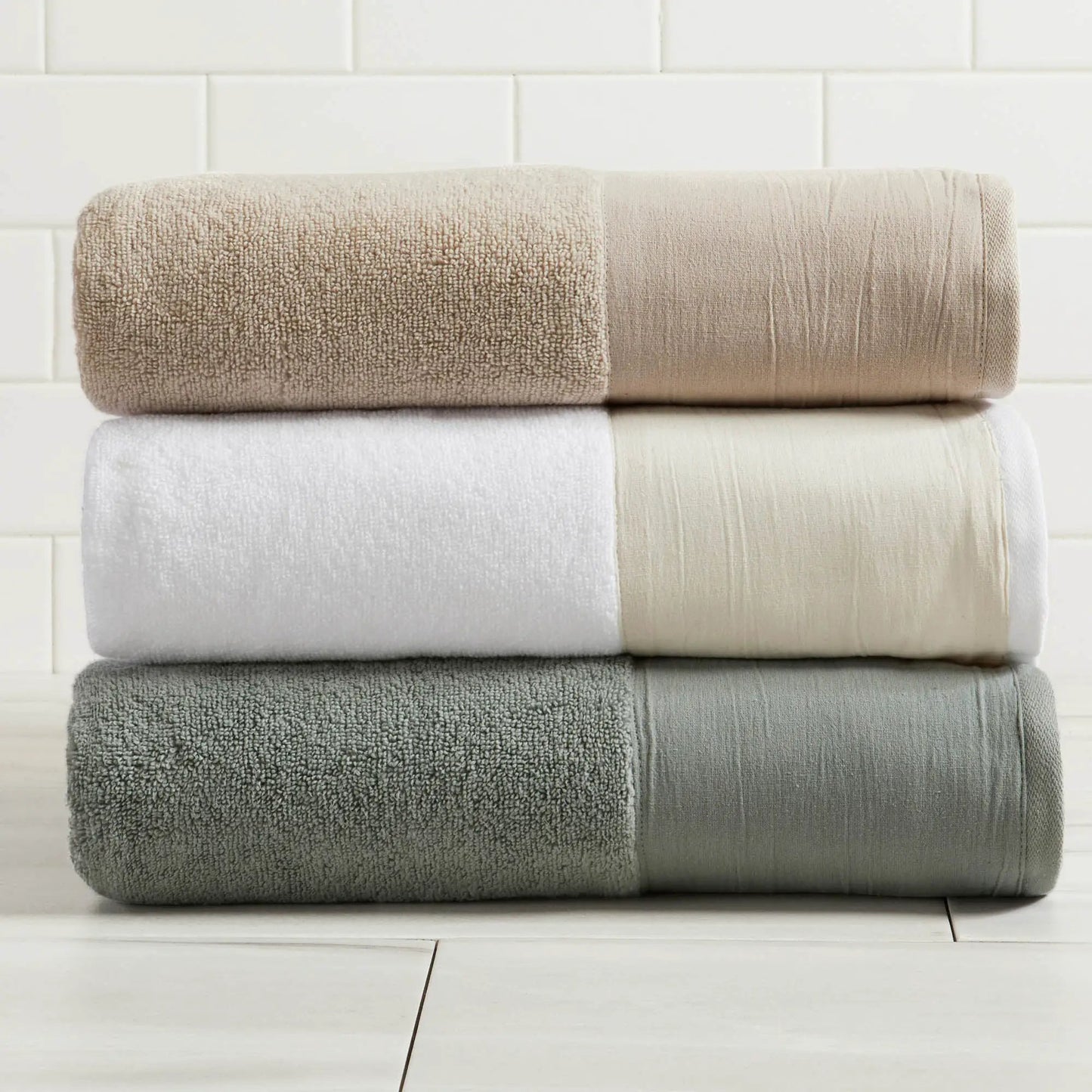 Cotton Linen-Like Border 6-Piece Towel Set - Priya Collection from PriceLows™