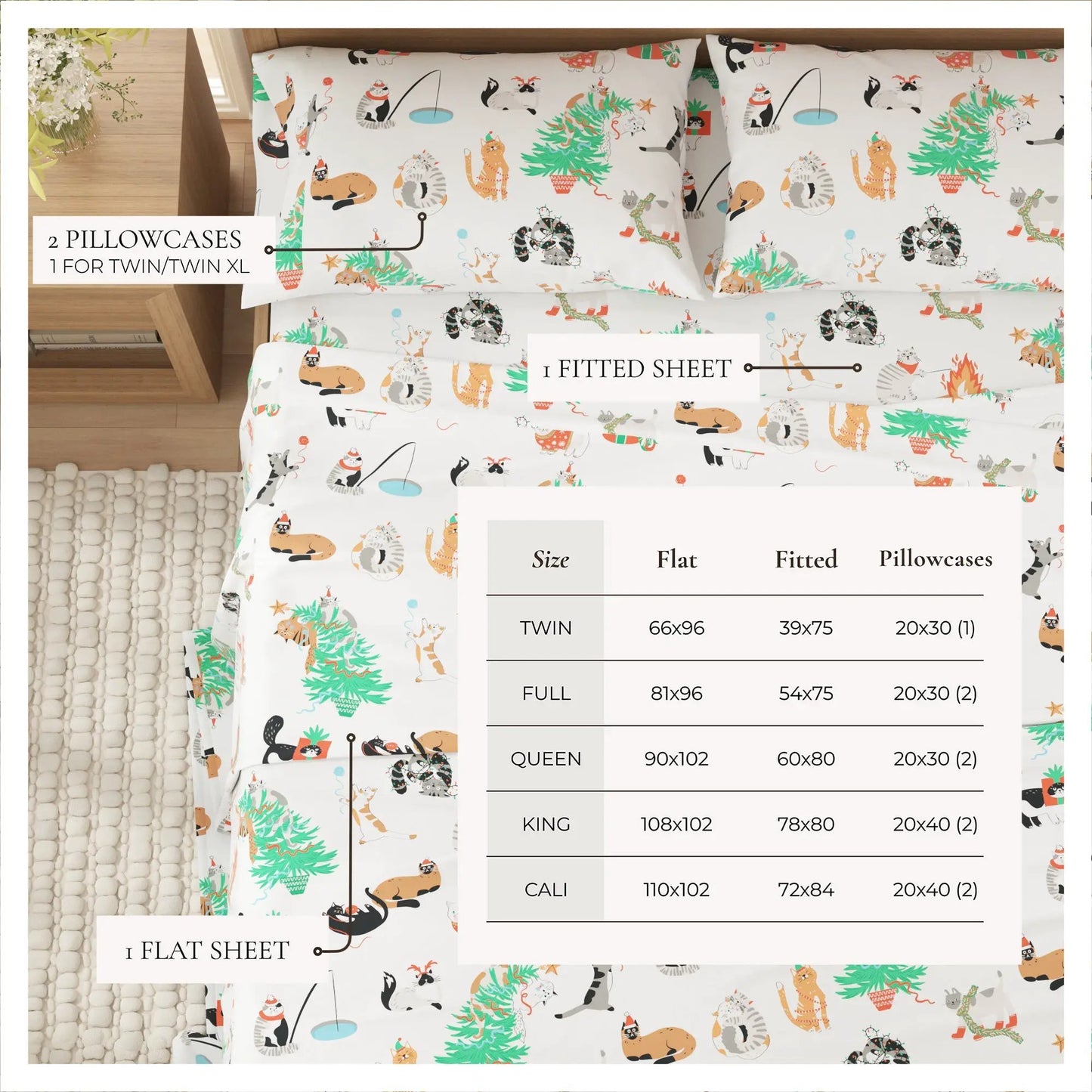 Turkish Cotton Christmas Flannel Sheet Set - Whittaker Collection from PriceLows™