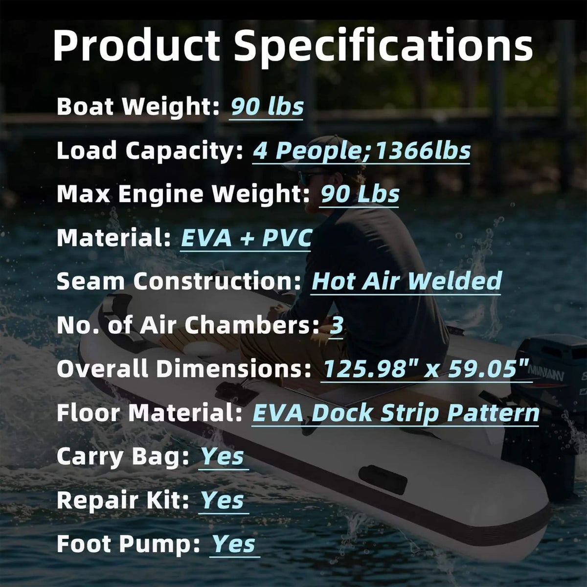 Portable Inflatable Dinghy Boat Kit With Accessories | Inflatable Boat | Home Use | Home