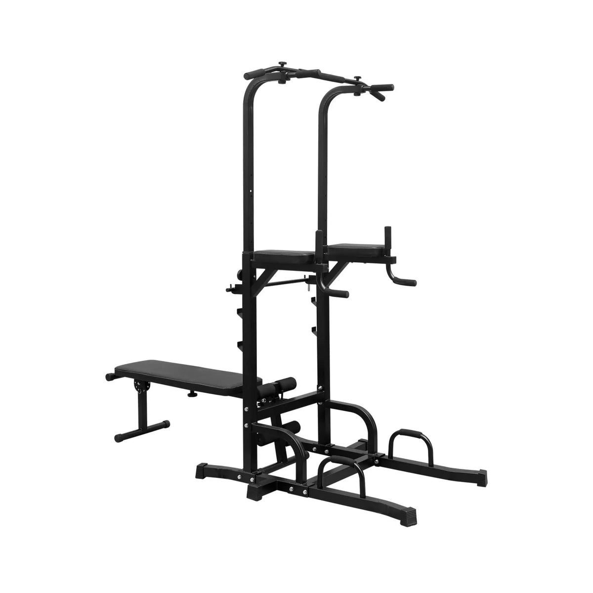 Power Tower Dip Station | 440 Lb Capacity | Adjustable Height | Pull-Up Bar And Bench