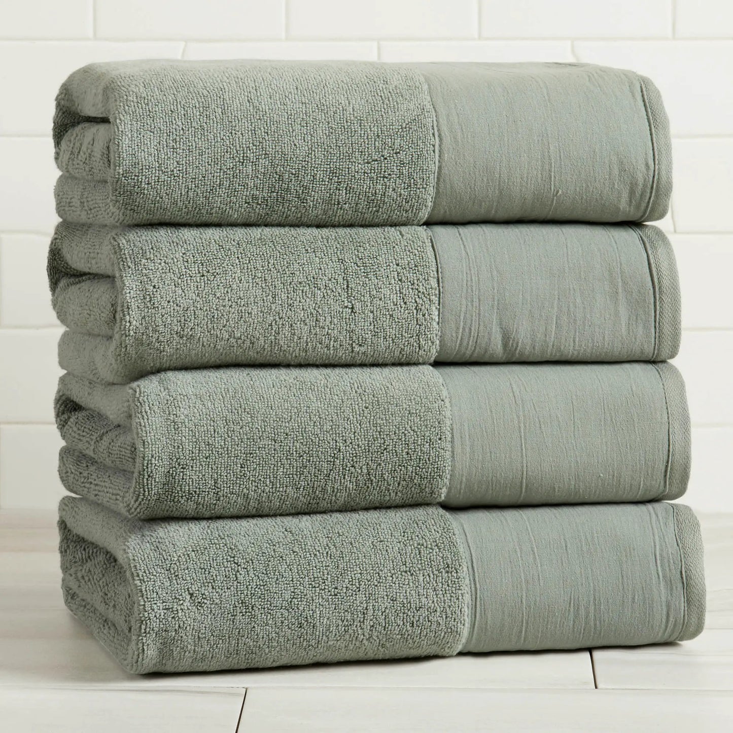 Cotton Linen-Like Border 6-Piece Towel Set - Priya Collection from PriceLows™