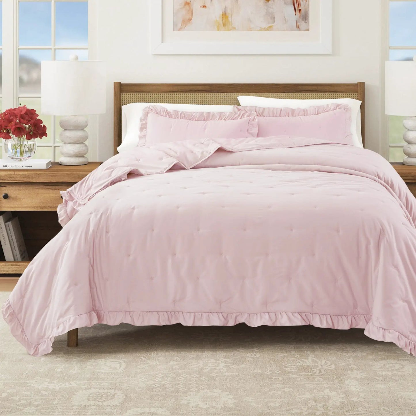 Dot Stitched Ruffled Quilt Set - Dot-Ruffled Collection from PriceLows™