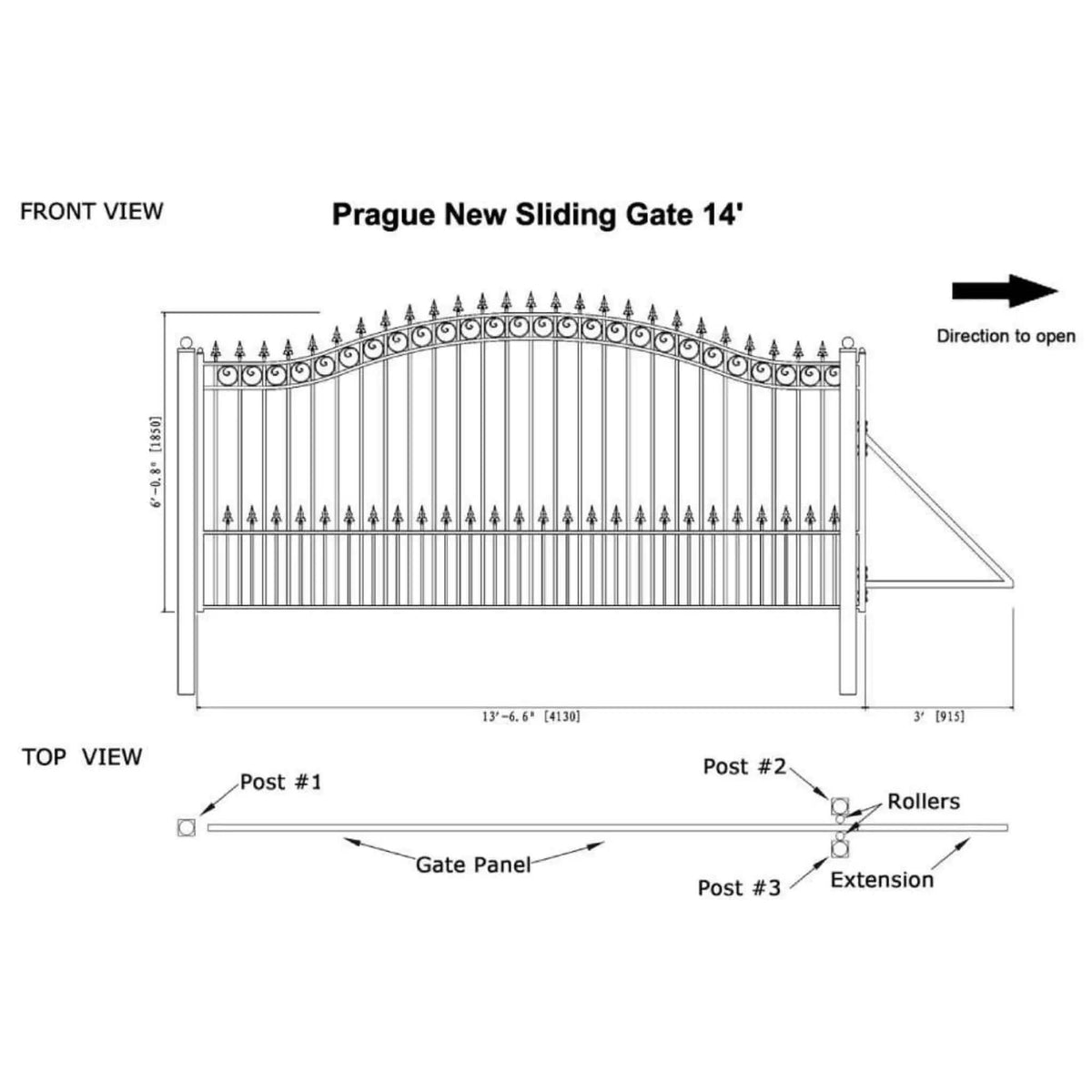 Heavy-Duty Prague-Style Premium Steel Sliding Driveway Gate | Steel | Home Use | Home