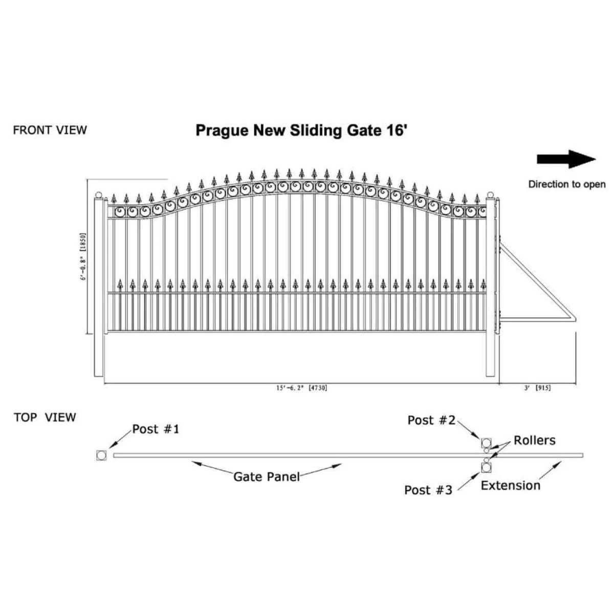Heavy-Duty Prague-Style Premium Steel Sliding Driveway Gate | Steel | Home Use | Home