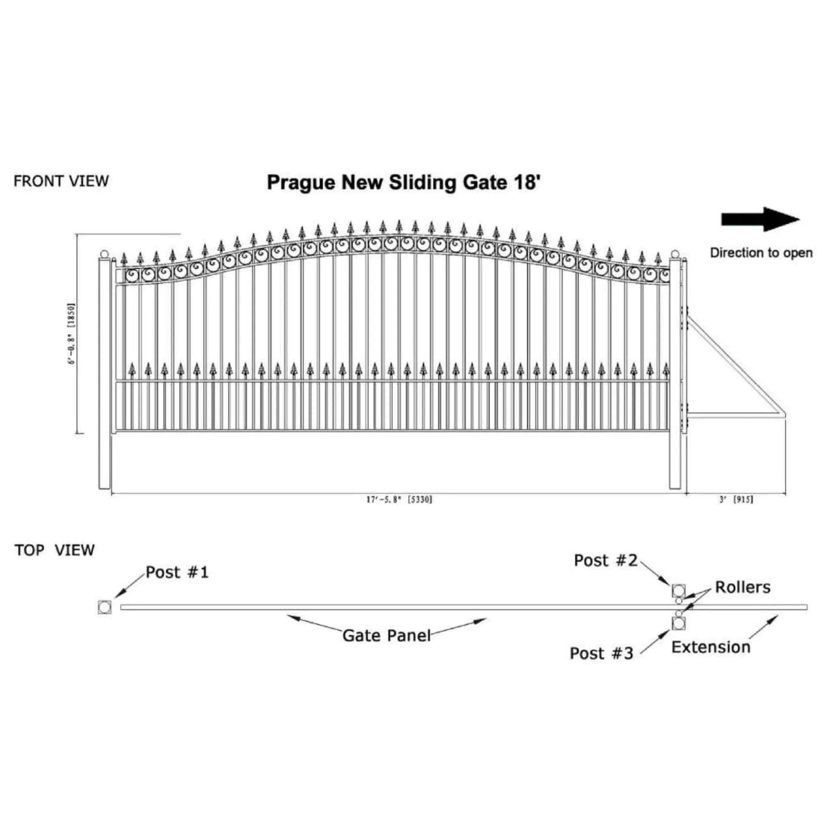 Heavy-Duty Prague-Style Premium Steel Sliding Driveway Gate | Steel | Home Use | Home