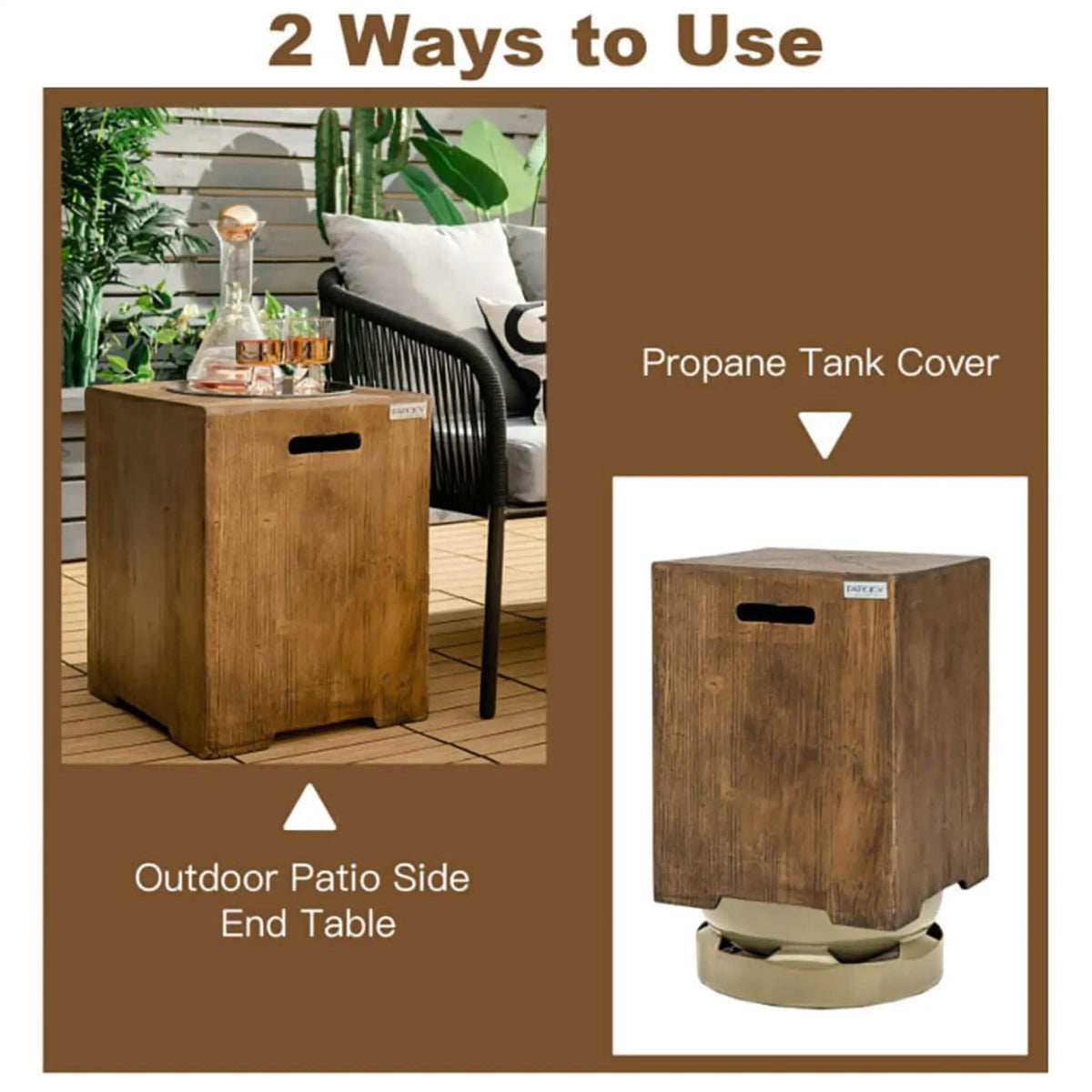 16-Inch Outdoor Hideaway Table Cover For Standard 20 LBS Propane Tank | 20 lb | 16 Inch | Fire Pit Table