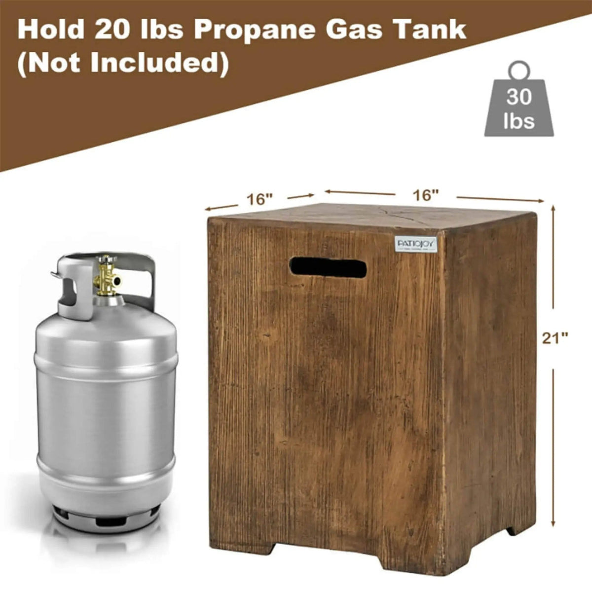 16-Inch Outdoor Hideaway Table Cover For Standard 20 LBS Propane Tank | 20 lb | 16 Inch | Fire Pit Table
