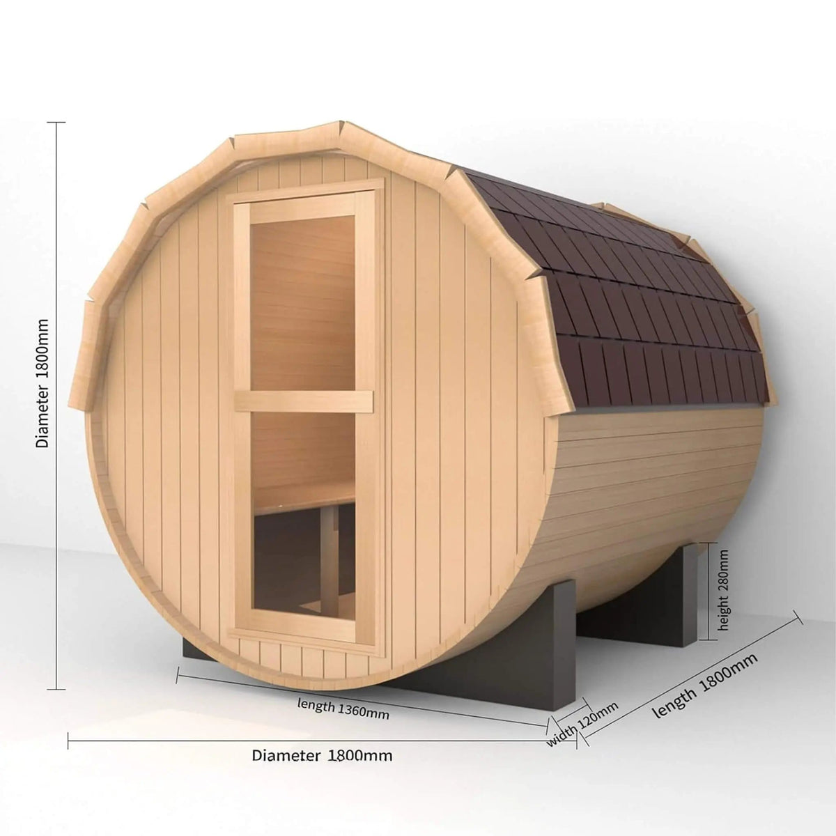 Haven Premium All Weather Outdoor Pinewood Barrel Sauna Kit With 4.5KW Heater And | 4.5 kW | Tempered Glass | Infrared Sauna