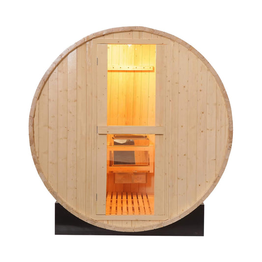 Haven Premium All Weather Outdoor Pinewood Barrel Sauna Kit With 4.5KW Heater And | 4.5 kW | Tempered Glass | Infrared Sauna