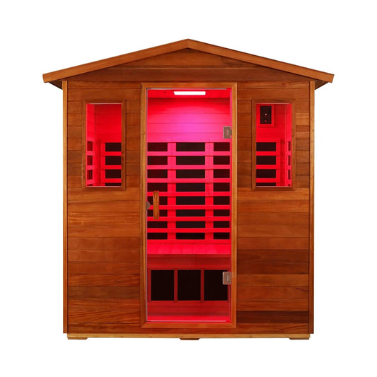 Vanta Luxury 3 Person Outdoor Mahogany Full Spectrum Ultra Low EMF FAR Infrared | 3-Person | Crystal | Infrared Sauna