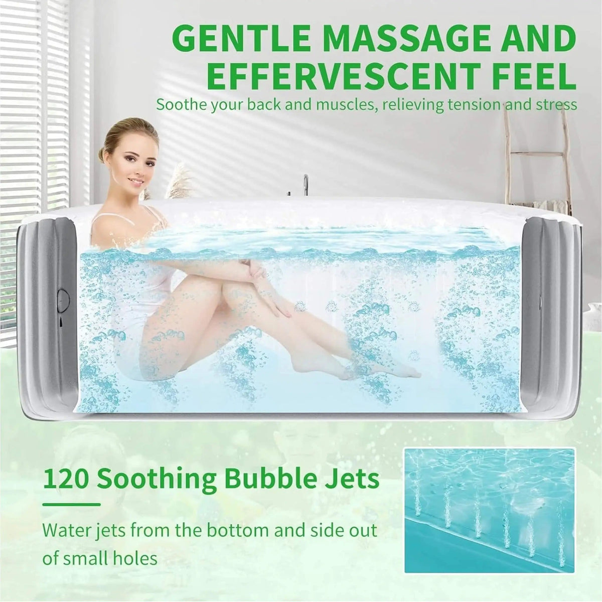 Premium Large 4-Person Inflatable Hot Tub Kit With 8-Color LED Lights | 4-Person | Outdoor Living Use | Outdoor Living