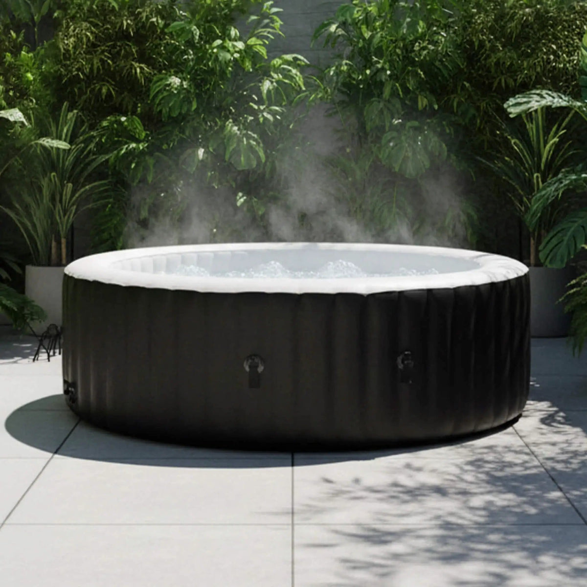 Premium Large 4-Person Inflatable Hot Tub Kit With 8-Color LED Lights | 4-Person | Outdoor Living Use | Outdoor Living