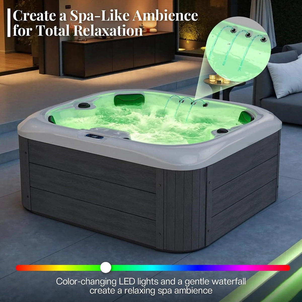 Premium 4-Person Outdoor Hot Tub W/ 23 Stainless Steel Jets | 4-Person | Stainless Steel | Outdoor Living
