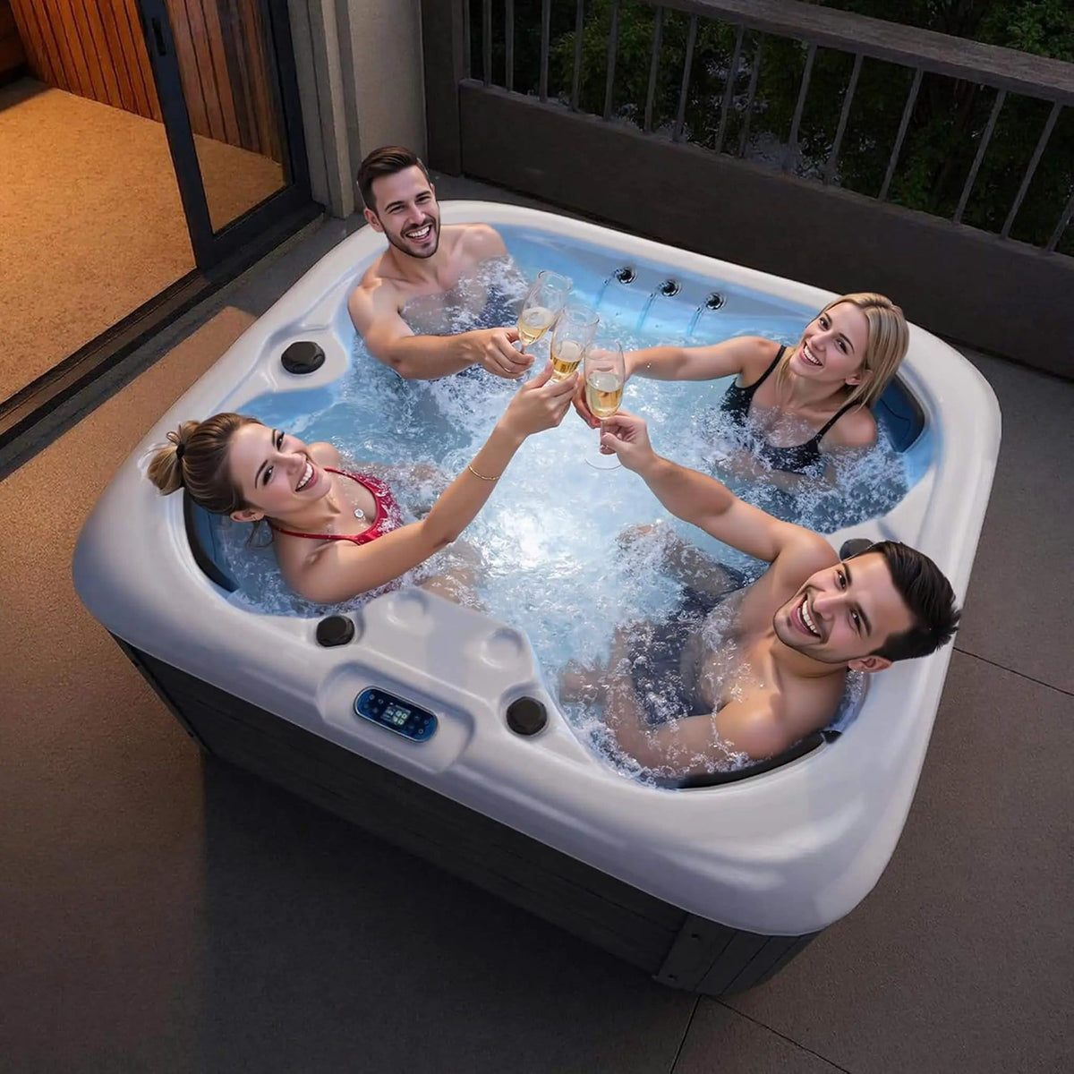 Premium 4-Person Outdoor Hot Tub W/ 23 Stainless Steel Jets | 4-Person | Stainless Steel | Outdoor Living