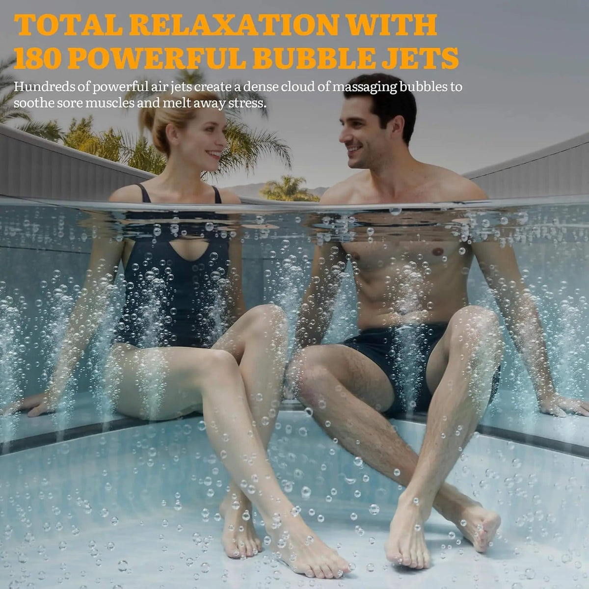 Premium 77-Inch Inflatable 6-Person Drop-Stitch Hot Tub W/ 180 Massage Jets | 77 Inch | 6-Person | Outdoor Living